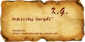 Kubiczky Gergő névjegykártya